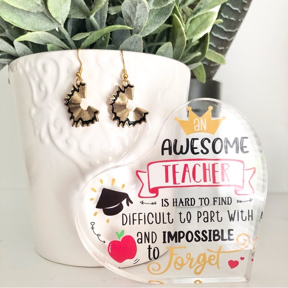 New Pencil Shavings Sharpening Dangle Drop Enamel Charm Earrings Teacher Gifts - Picture 4 of 7